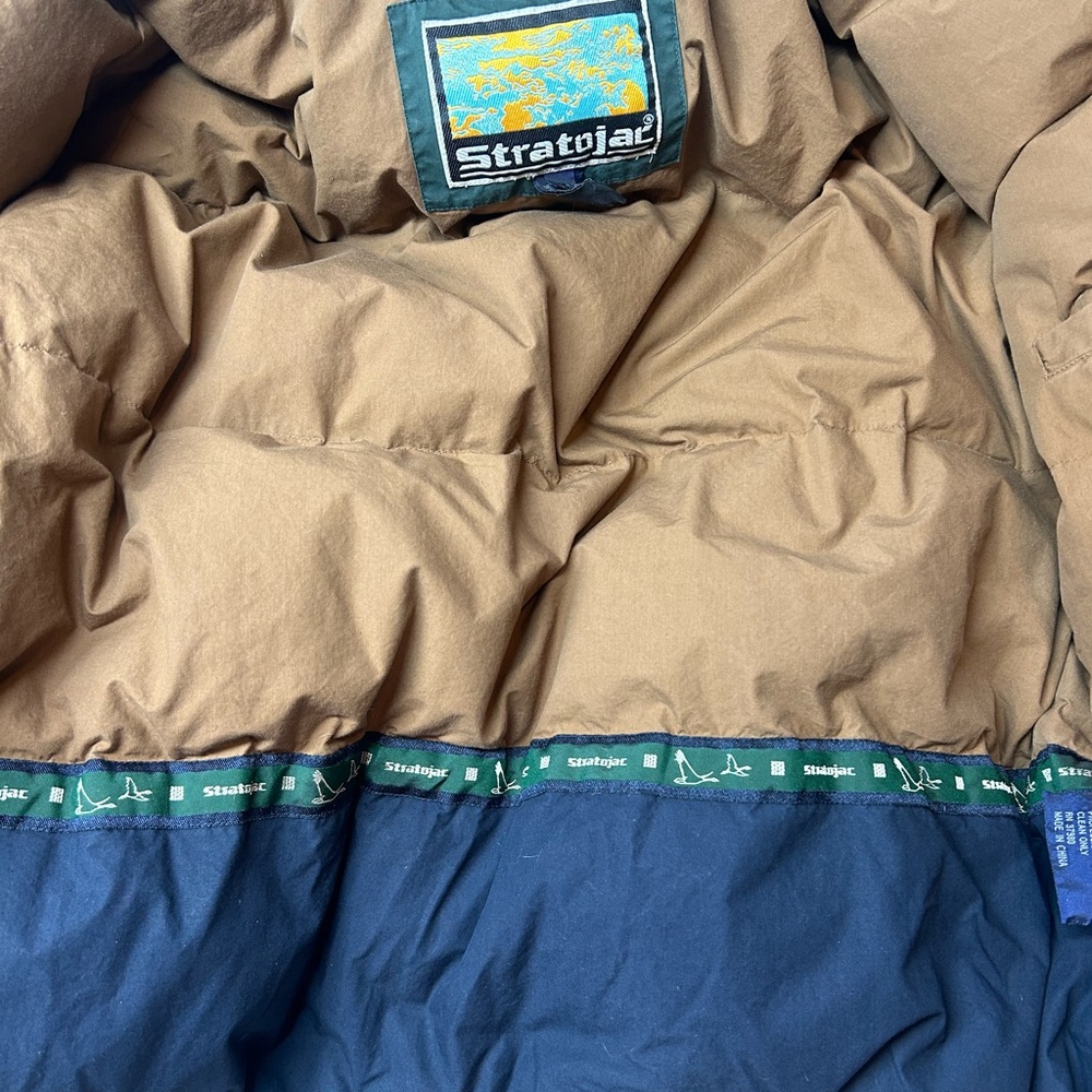 Blue and Brown Insulated Puffer Coat